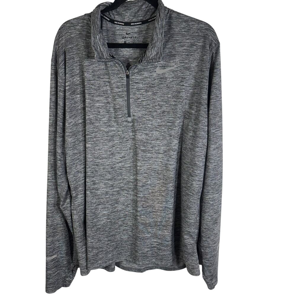 Nike Running Mens XXL Dri-FIT Gray Heather 1/4 Zip Long Sleeve Pullover Shirt